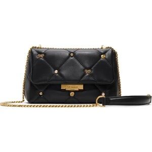 Ted Baker London Ginette quilted leather 2 way bag in black and gold new